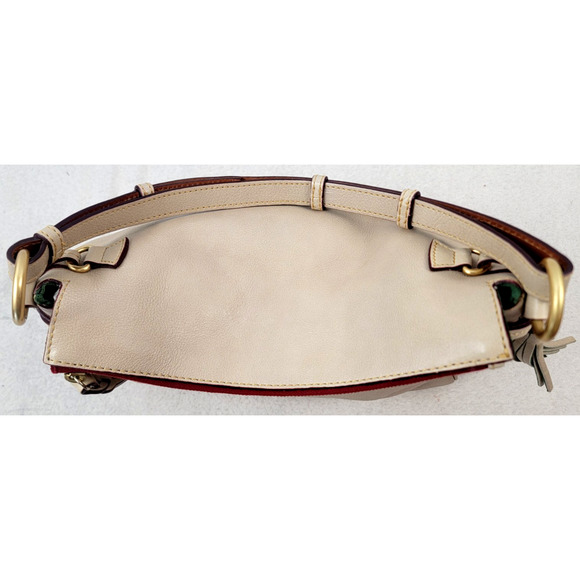 Dooney & Bourke Florentine Leather Tassel Shoulder Bag Natural Tan Hobo Purse - Picture 6 of 13